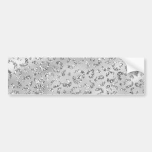 Cute Silver Cheetah Leopard Skin Print Pattern Bumper Sticker