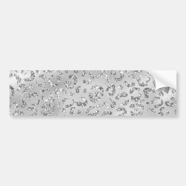 Cute Silver Cheetah Leopard Skin Print Pattern Bumper Sticker (Front)