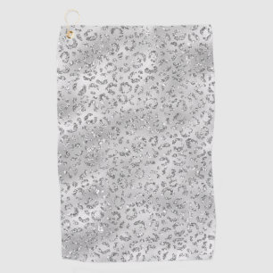 Cute Silver Cheetah Leopard Skin Print Pattern Golf Towel