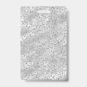 Cute Silver Cheetah Leopard Skin Print Pattern ID Badge