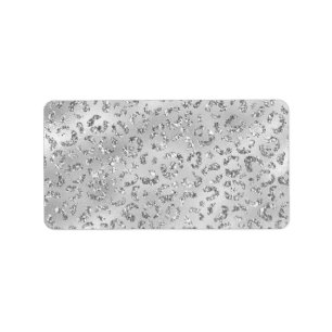 Cute Silver Cheetah Leopard Skin Print Pattern Label
