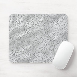 Cute Silver Cheetah Leopard Skin Print Pattern Mouse Mat