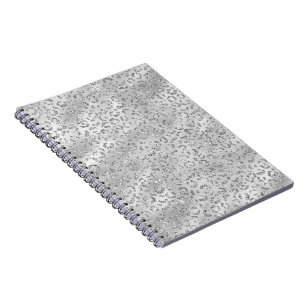 Cute Silver Cheetah Leopard Skin Print Pattern Notebook