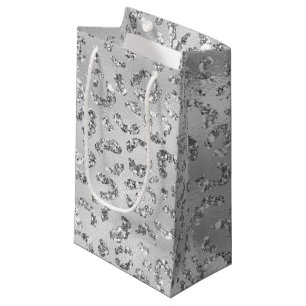 Cute Silver Cheetah Leopard Skin Print Pattern Small Gift Bag