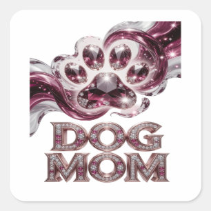 Cute Silver DOG MOM Sticker Print