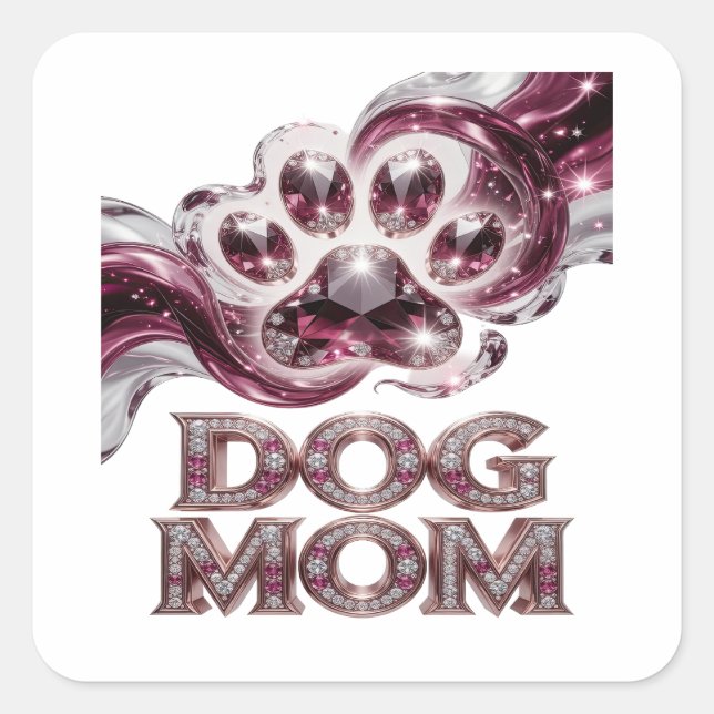 Cute Silver DOG MOM Sticker Print (Front)