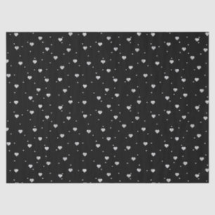 Cute Silver Glitter Valentines Hearts Pattern Tissue Paper