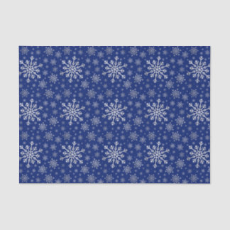 Cute Silver Grey Christmas Snowflakes on Blue  Tissue Paper