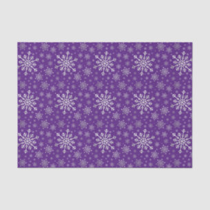 Cute Silver Grey Christmas Snowflakes on Purple Tissue Paper