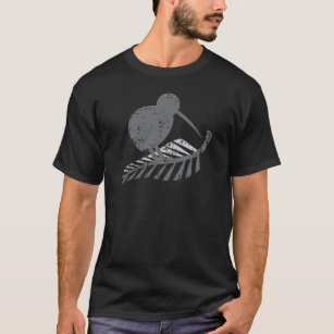 cute silver kiwi bird and silver fern distressed T-Shirt