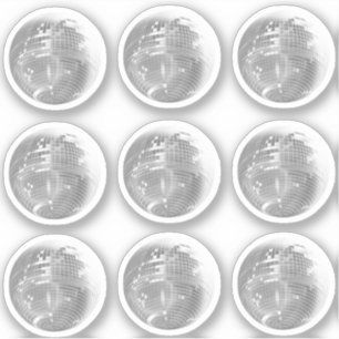 Cute Silver Mirror ball 9 Sticker Set