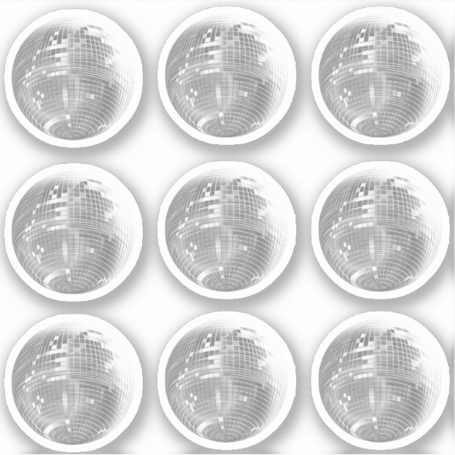 Cute Silver Mirror ball 9 Sticker Set (Front)
