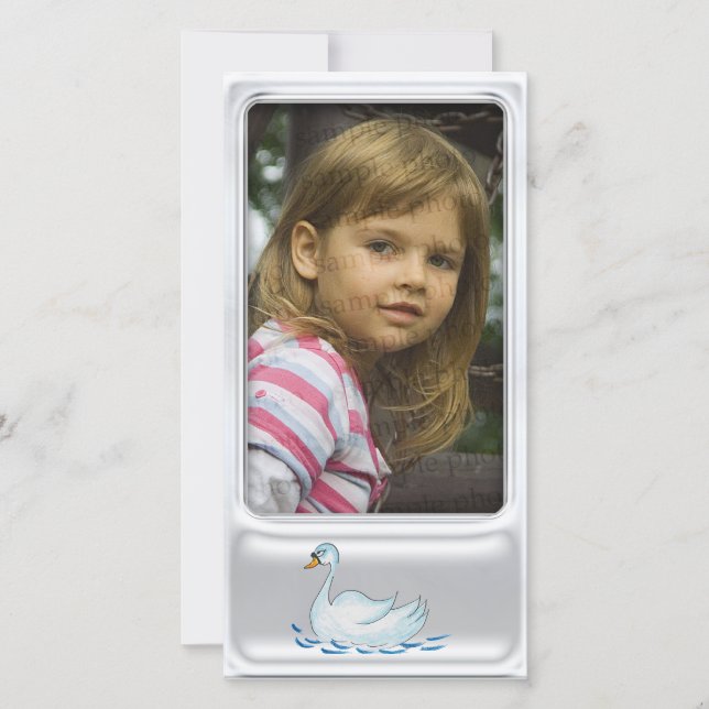 Cute silver photo frame with cute swan (Front)
