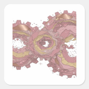 Cute Silver ROSE GEAR Sticker Graphic