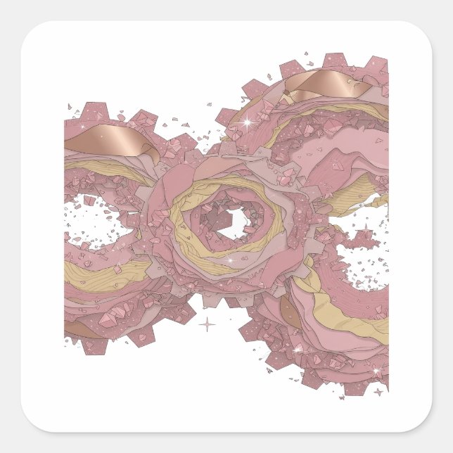 Cute Silver ROSE GEAR Sticker Graphic (Front)