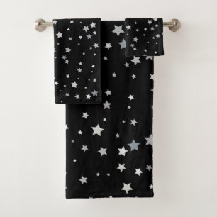 Cute Silver Stars pattern Any background colour Bath Towel Set