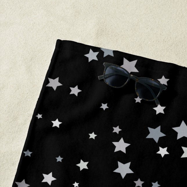 Cute Silver Stars pattern | Any background colour  Beach Towel (In Situ)