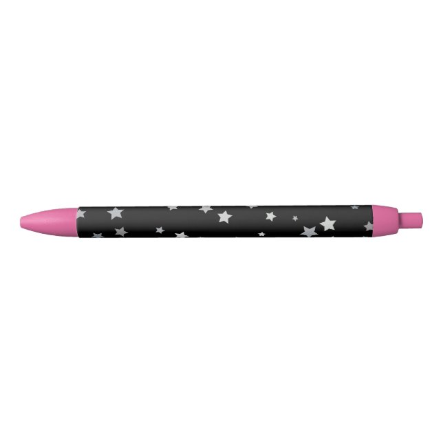 Cute Silver Stars pattern | Any background colour  Black Ink Pen (Front)