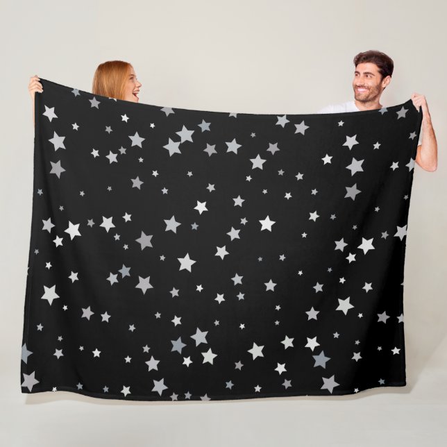 Cute Silver Stars pattern | Any background colour Fleece Blanket (In Situ)