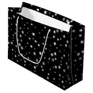 Cute Silver Stars pattern Any background colour Large Gift Bag