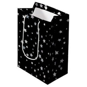 Cute Silver Stars pattern   Any background colour  Medium Gift Bag