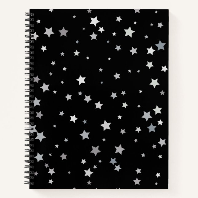 Cute Silver Stars pattern | Any background colour  Notebook (Front)