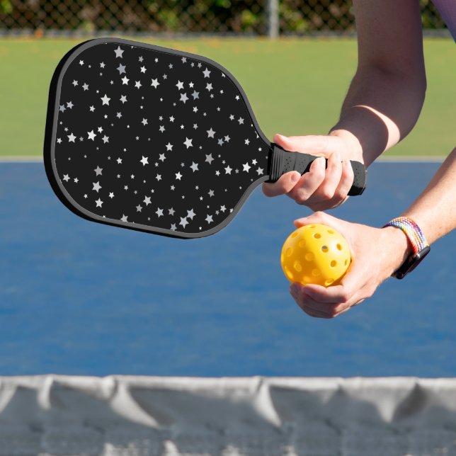 Cute Silver Stars pattern | Any background colour  Pickleball Paddle (Insitu)