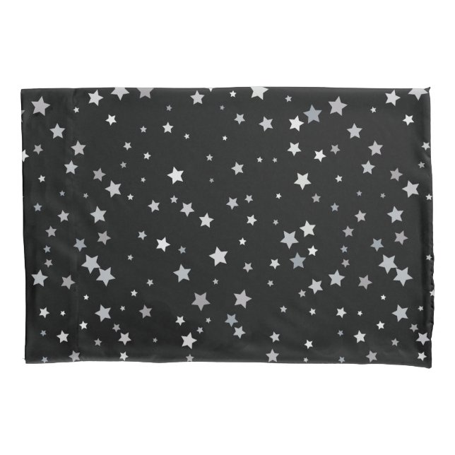 Cute Silver Stars pattern | Any background colour  Pillowcase (Front)