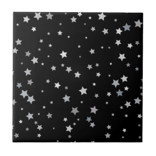 Cute Silver Stars pattern Any background colour Tile