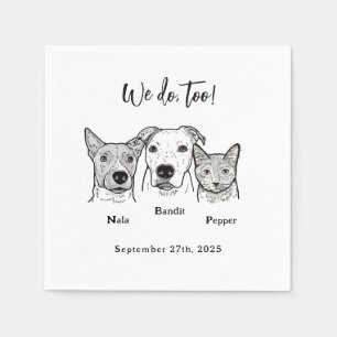 Cute Simple 3 Pet Dog Cat Wedding Reception  Napkin