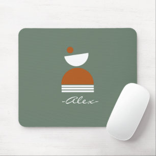 Cute simple abstract Monogrammed smoke green brown Mouse Mat