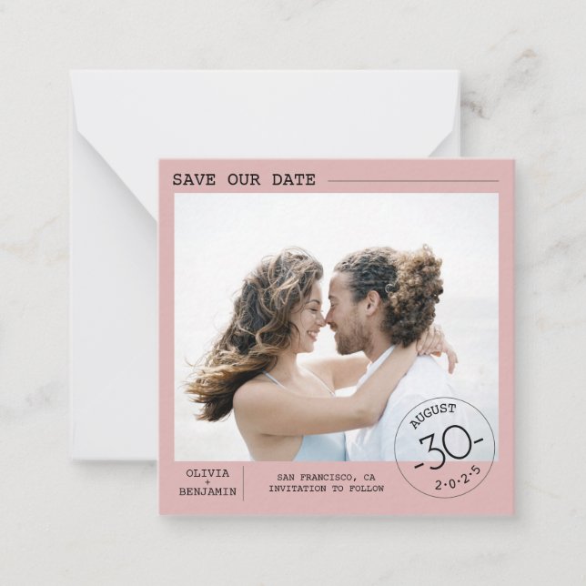 Cute Simple and Elegant Save the Date Photo Card (Front)