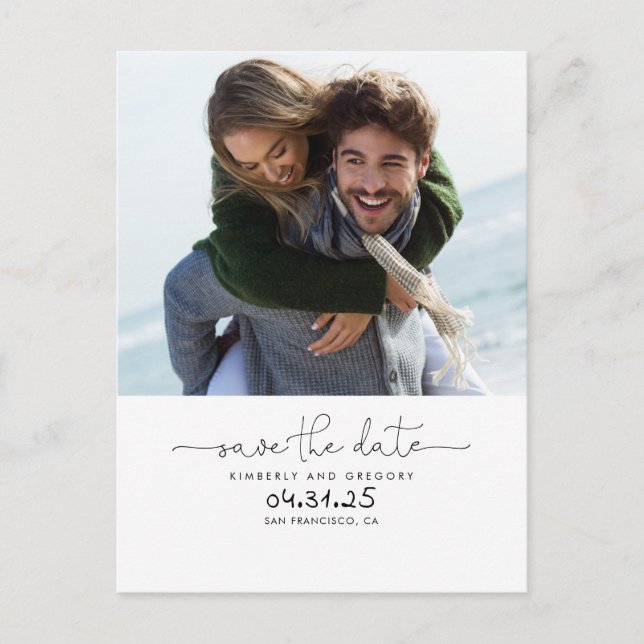 Cute Simple and Minimal Save the Date Photo Announcement Postcard (Front)