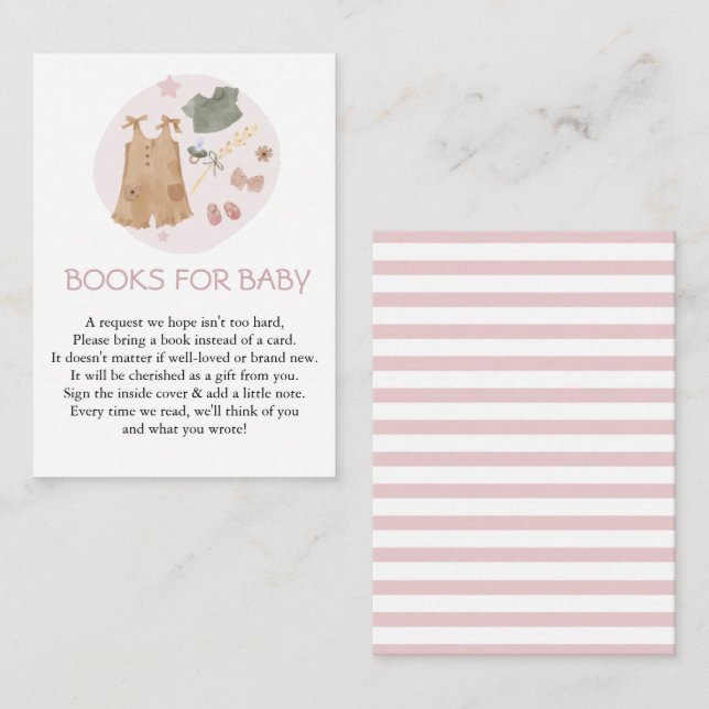Cute Simple Baby Clothes Pink Books for Baby Enclosure Card (Front/Back)