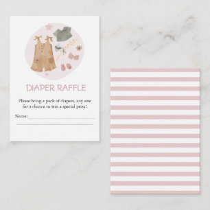 Cute Simple Baby Clothes Pink Diaper Raffle Enclosure Card