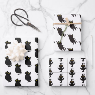 Cute Simple Black Cat Wrapping Paper Sheet