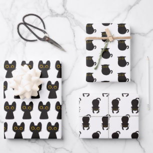 Cute Simple Black Cat  Wrapping Paper Sheet