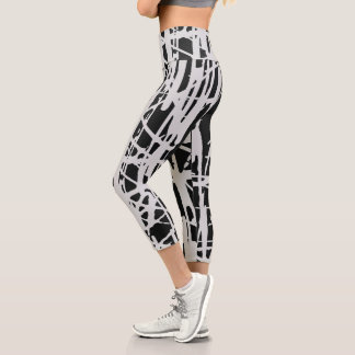 Cute Simple Black & White Capri Leggings