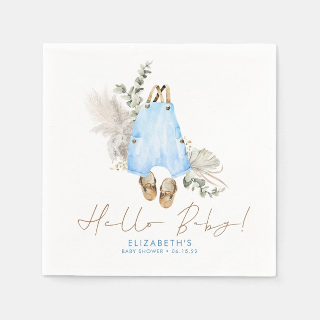 Cute Simple Blue and Brown Baby Shower Napkin (Front)