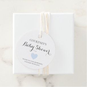 Cute Simple Blue Heart Boy Baby Shower Favour Tags