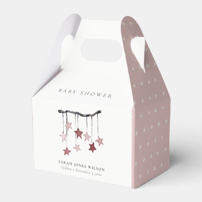 Cute Simple Blush Pink Star Mobile Baby Shower Favour Box (Front Side)