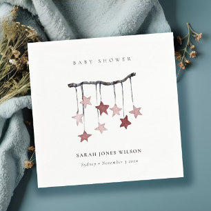 Cute Simple Blush Pink Star Mobile Baby Shower Napkin