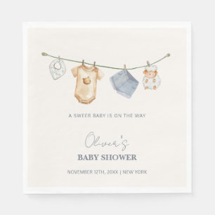 Cute Simple Boho Clothesline Baby Shower Napkin