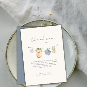 Cute Simple Boho Clothesline Baby Shower Thank You Card