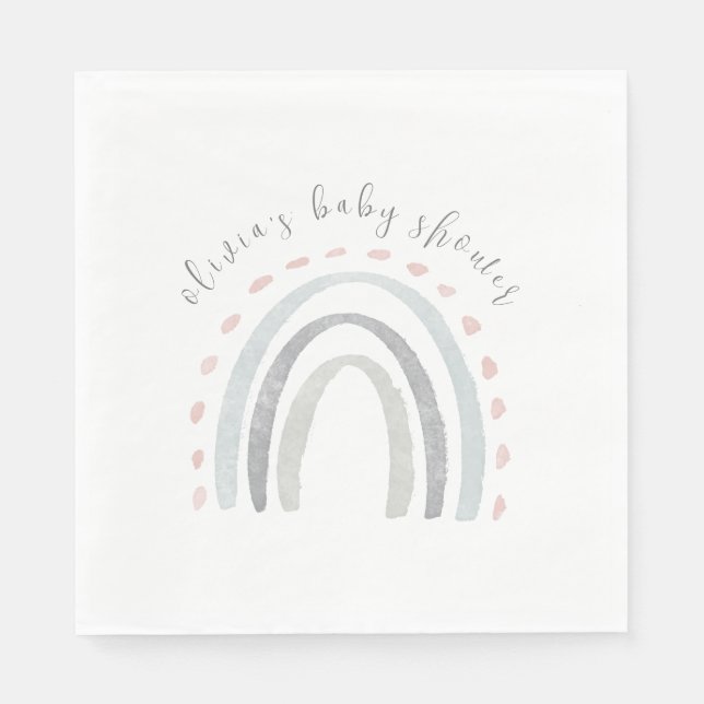 Cute Simple Boho Rainbow Girl Baby Shower  Napkin (Front)