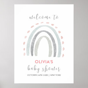 Cute Simple Boho Rainbow Girl Baby Shower Welcome Poster
