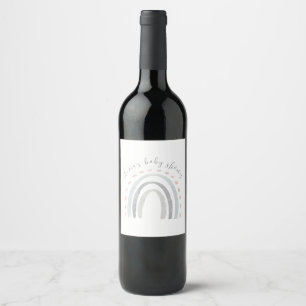 Cute Simple Boho Rainbow Girl Baby Shower Wine Label