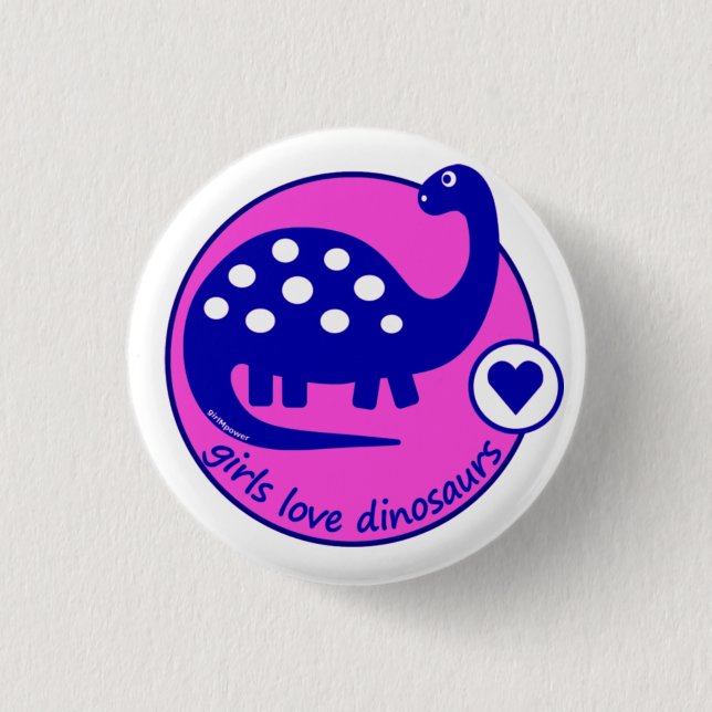 Cute Simple Bright Blue Pink Dinosaur for Girls (Front)