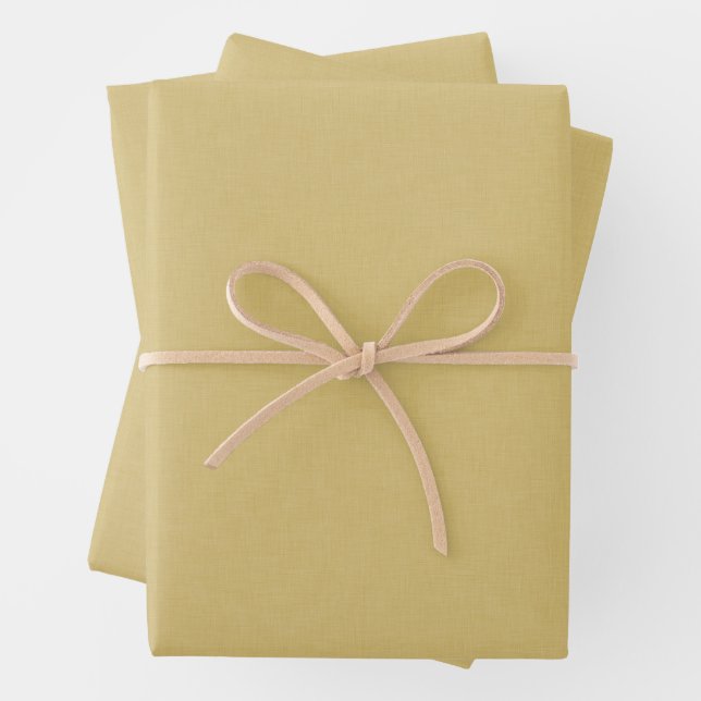 Cute simple butter yellow chambray effect wrapping paper sheet (In situ)