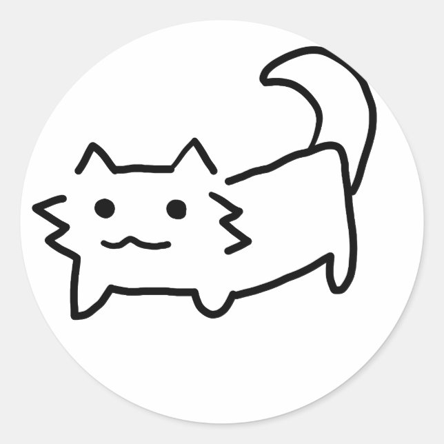 Cute simple cat classic round sticker (Front)